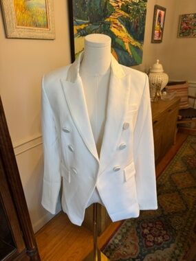 NWT Veronica Beard Miller Dickey Jacket Off White Gold Size 4